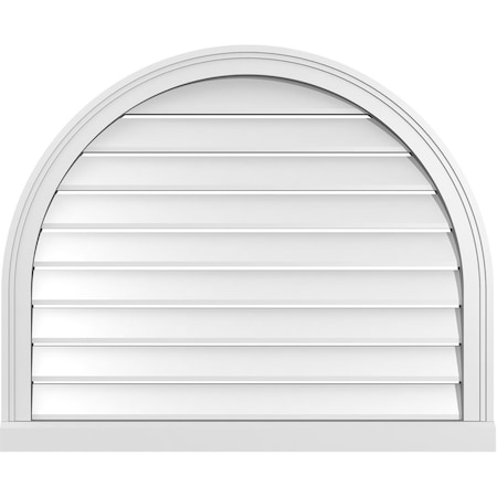 Ekena Millwork Round Top Surface Mount PVC Gable Vent: Functional, w/ 2"W x 2"P Brickmould Sill Frame, 34"W x 28"H GVPRT34X2803SF